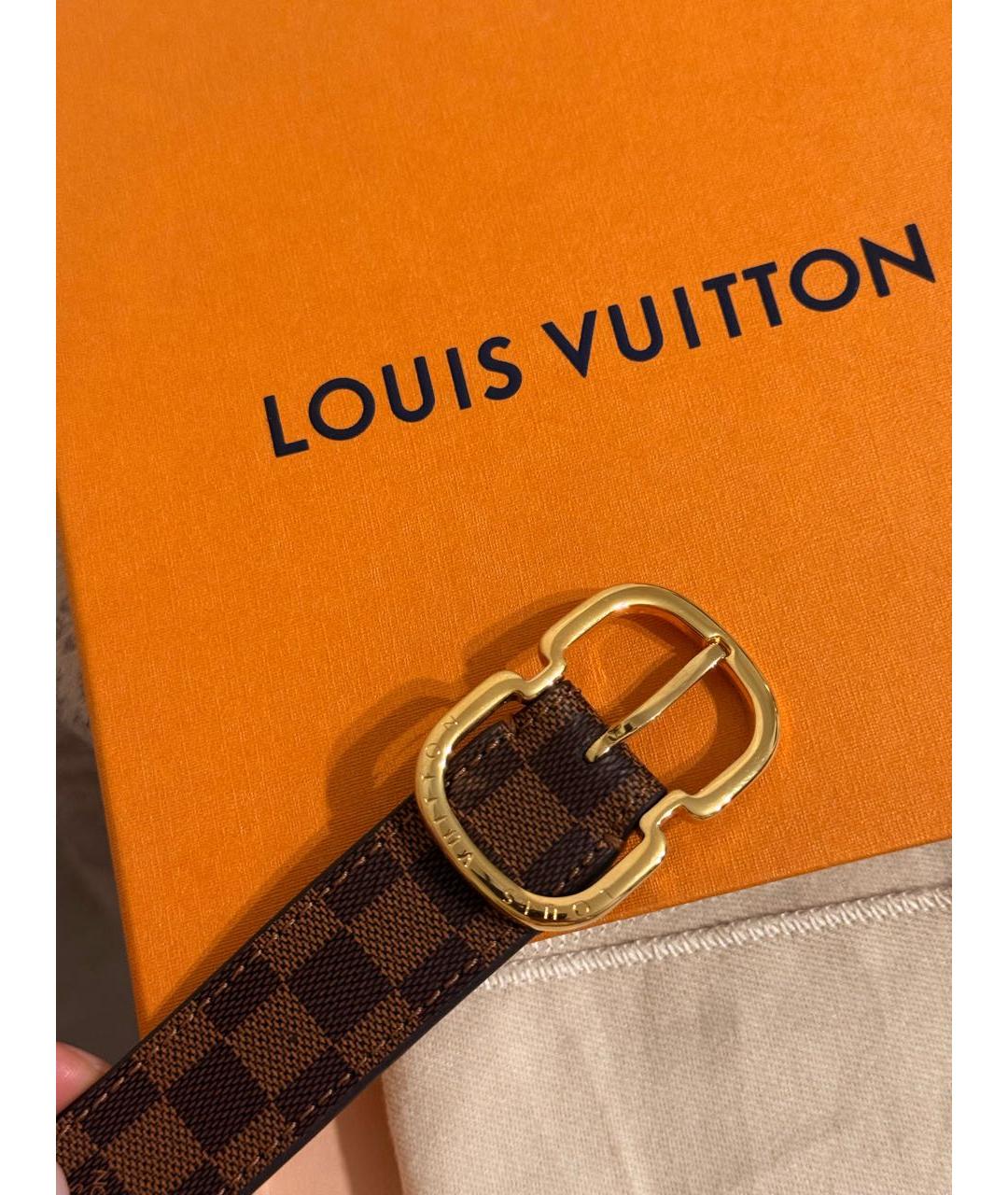 LOUIS VUITTON Коричневый кожаный ремень, фото 2