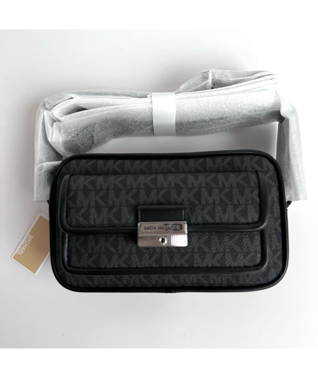 MICHAEL MICHAEL KORS Черная кожаная сумка через плечо, фото 4