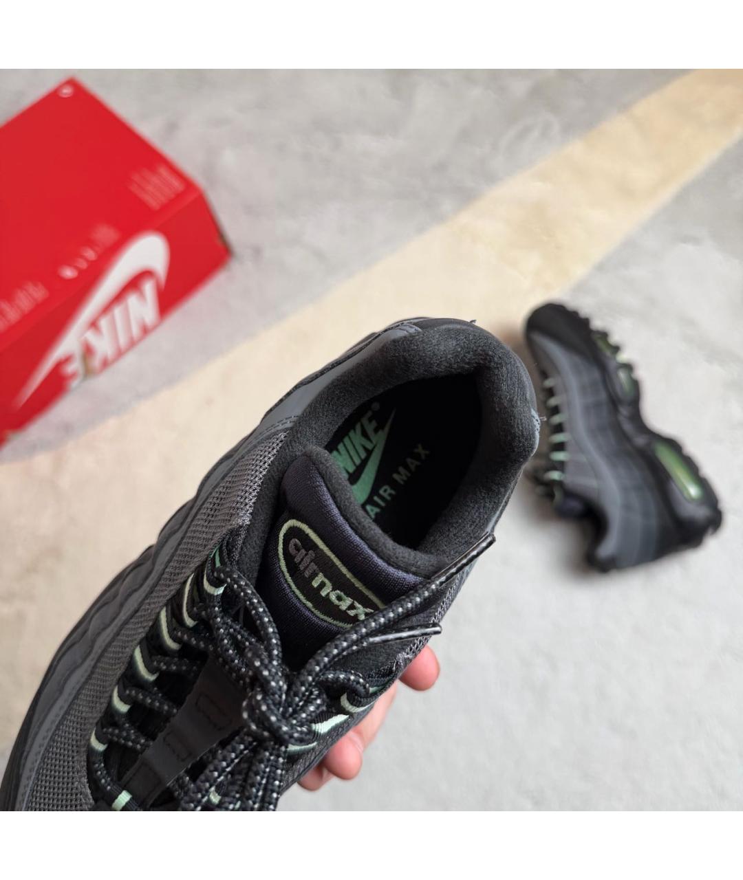 NIKE Антрацитовые кожаные низкие кроссовки / кеды, фото 7