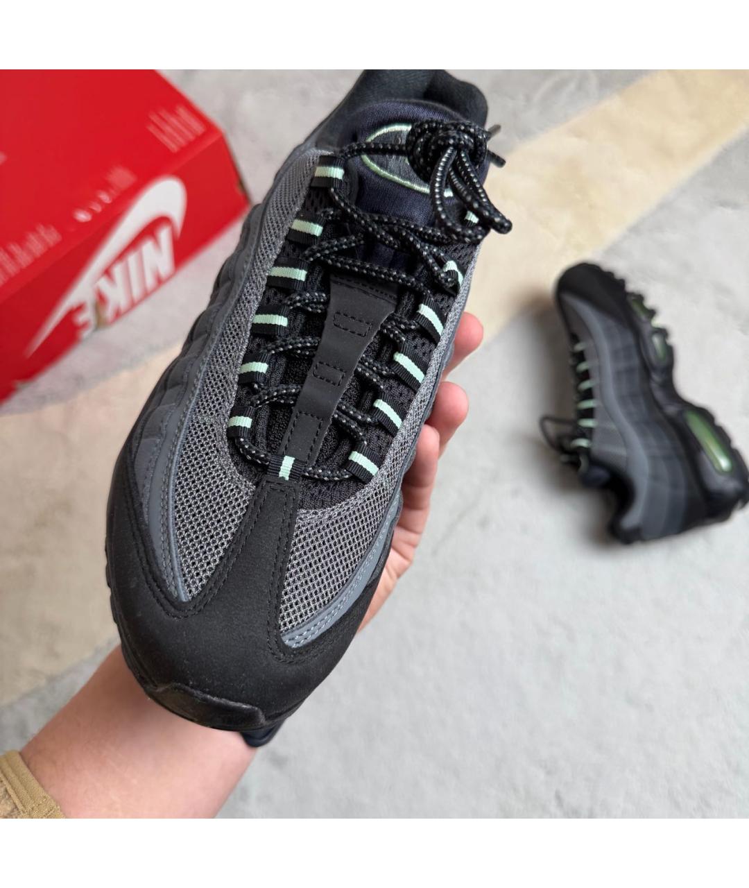 NIKE Антрацитовые кожаные низкие кроссовки / кеды, фото 6