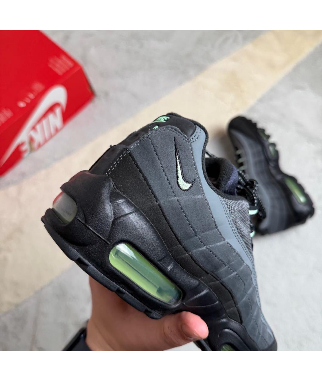 NIKE Антрацитовые кожаные низкие кроссовки / кеды, фото 4