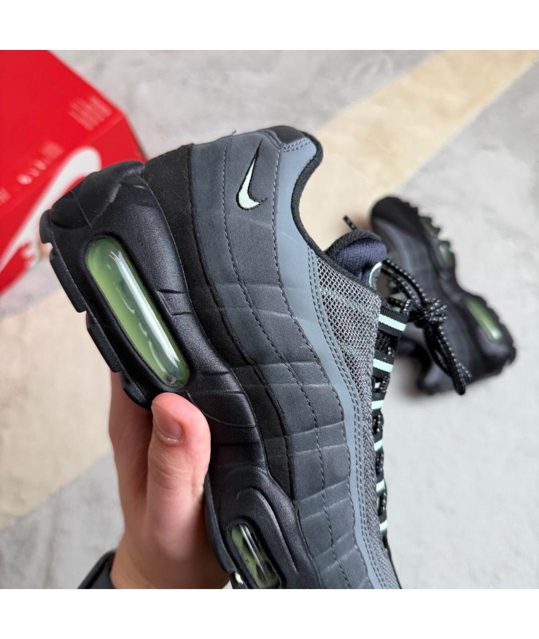 NIKE Антрацитовые кожаные низкие кроссовки / кеды, фото 5