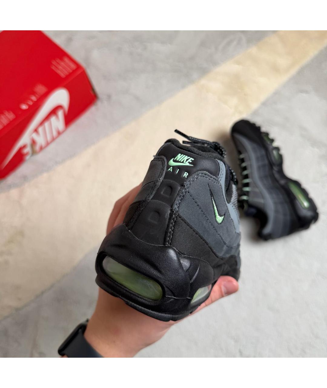 NIKE Антрацитовые кожаные низкие кроссовки / кеды, фото 3