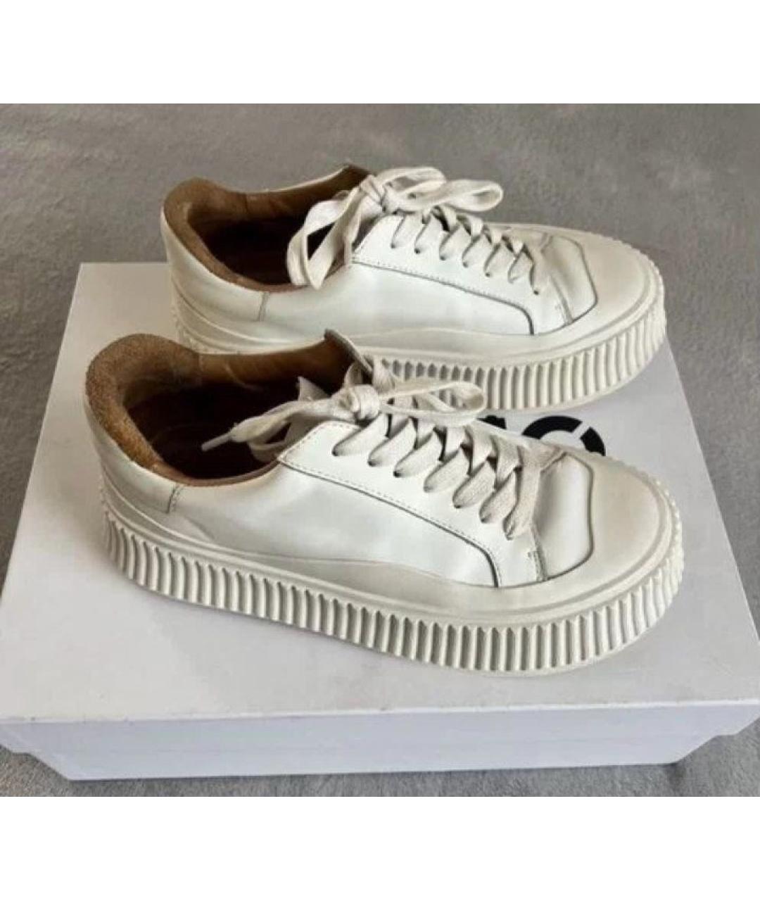 JIL SANDER Белые кожаные кеды, фото 2