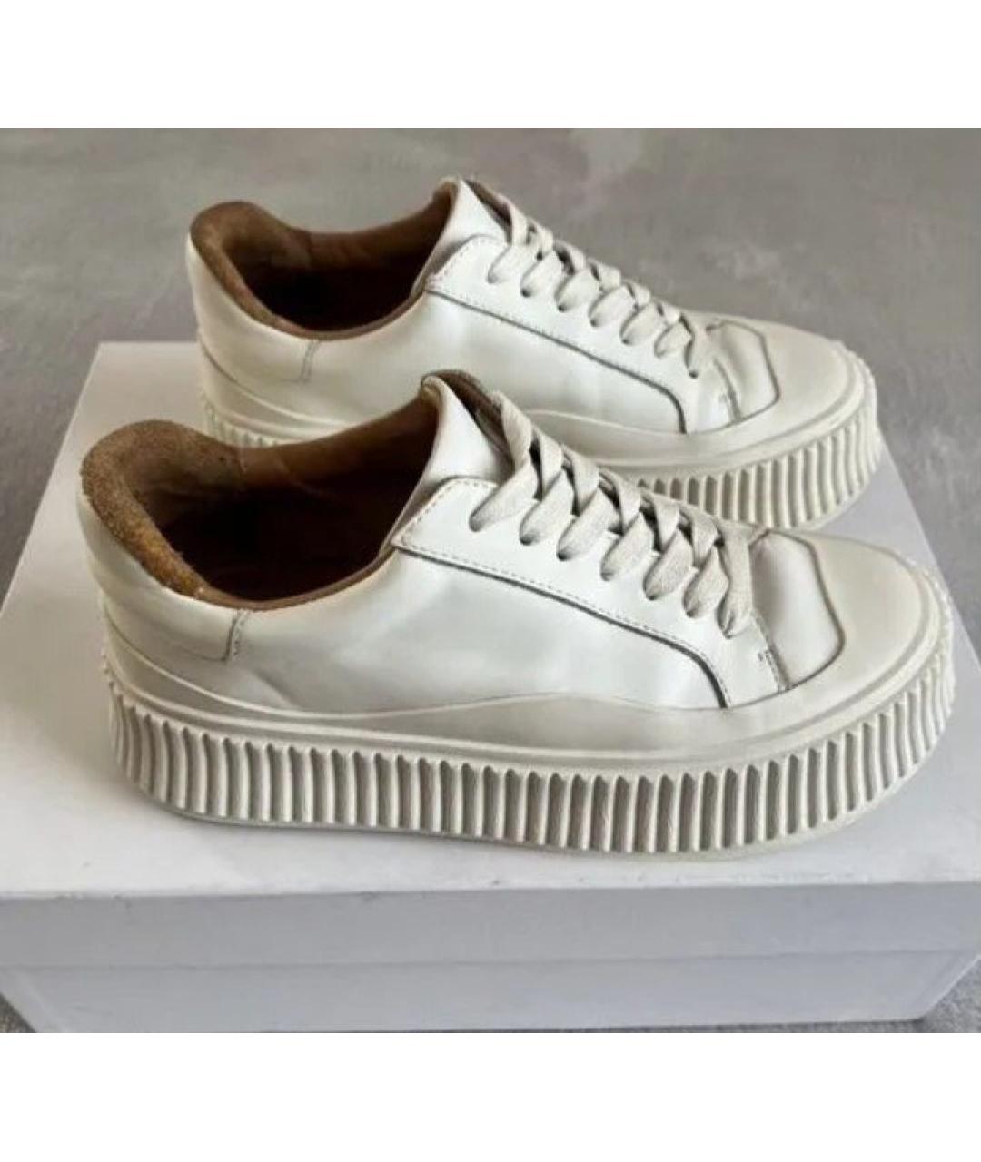 JIL SANDER Белые кожаные кеды, фото 7