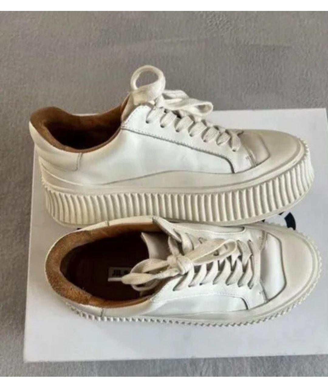 JIL SANDER Белые кожаные кеды, фото 3