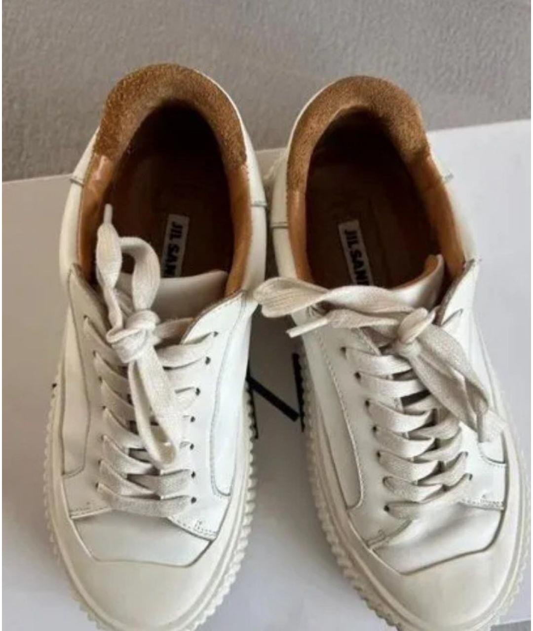 JIL SANDER Белые кожаные кеды, фото 4