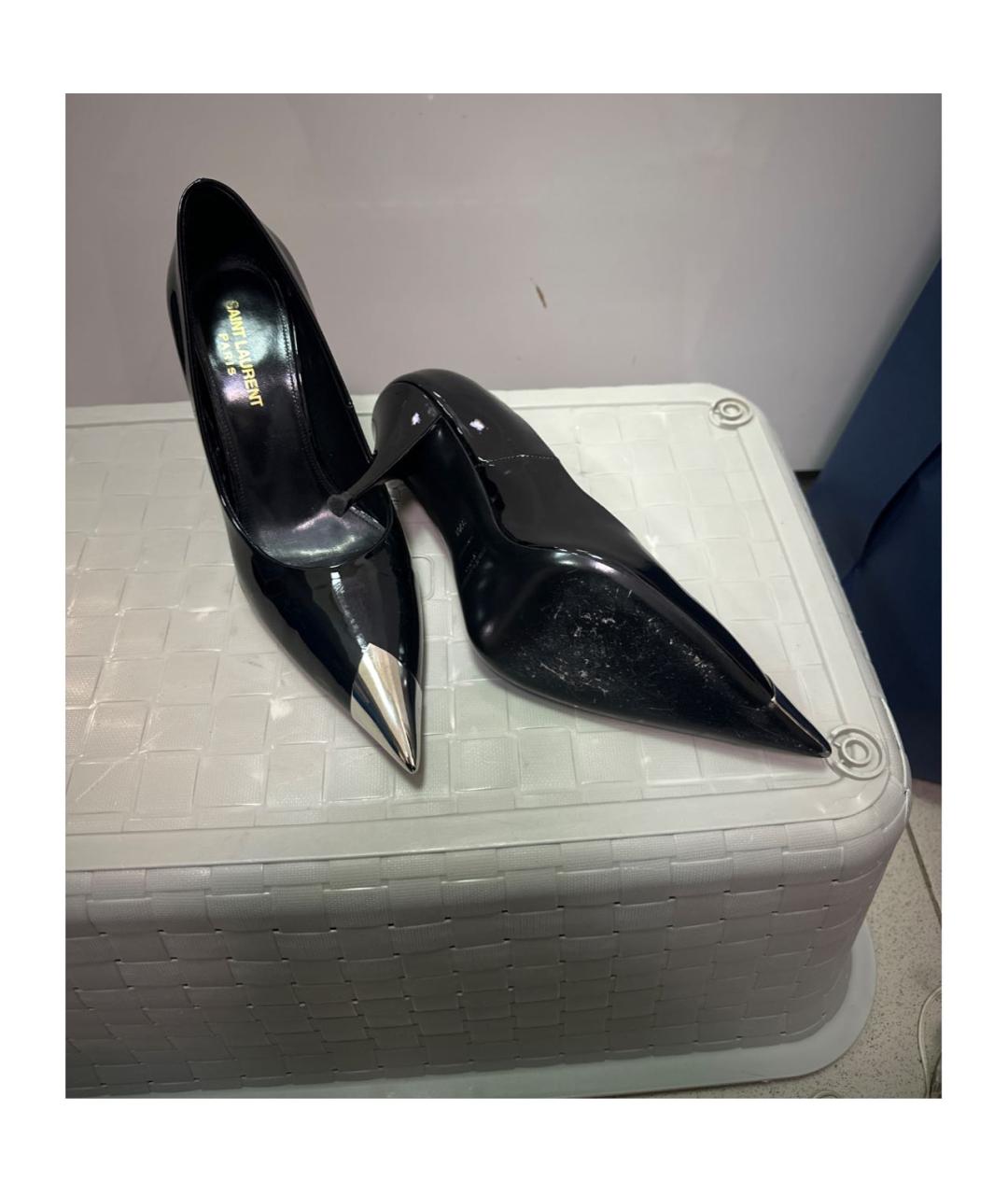 SAINT LAURENT Черные туфли из лакированной кожи, фото 4