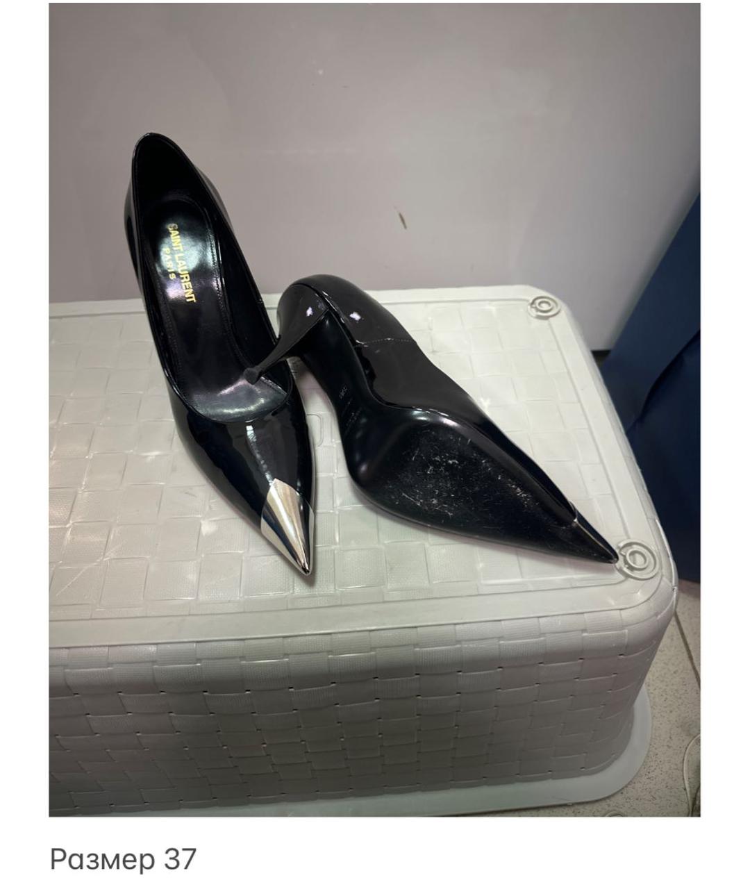 SAINT LAURENT Черные туфли из лакированной кожи, фото 3