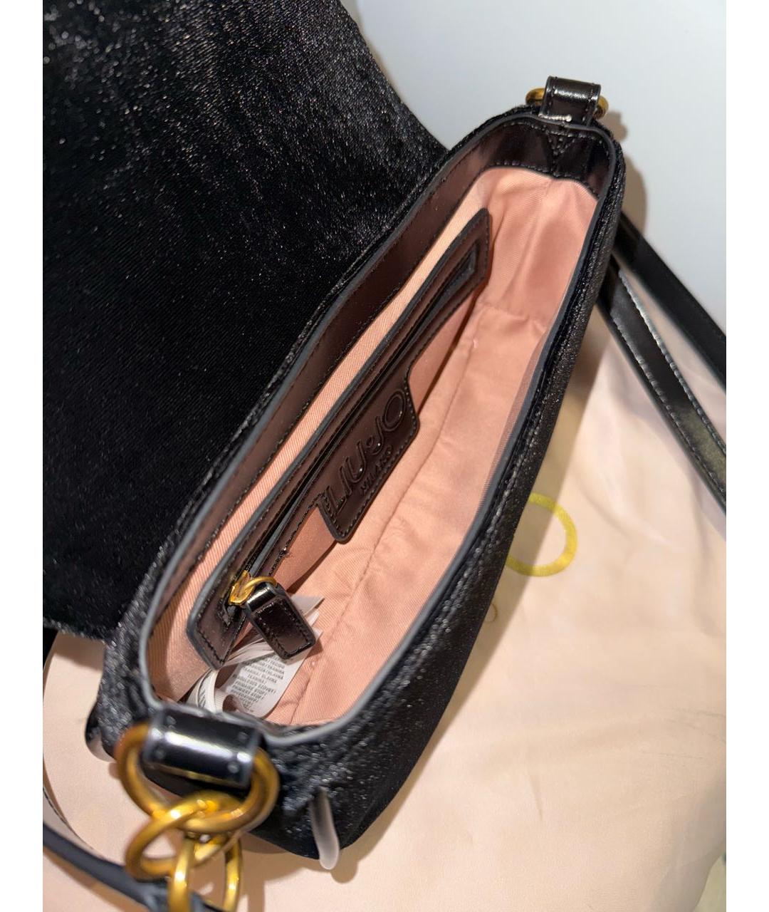 LIU JO Черная бархатная сумка через плечо, фото 4