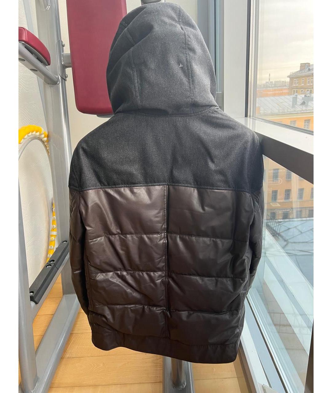 BRUNELLO CUCINELLI Коричневый кожаный пуховик, фото 2