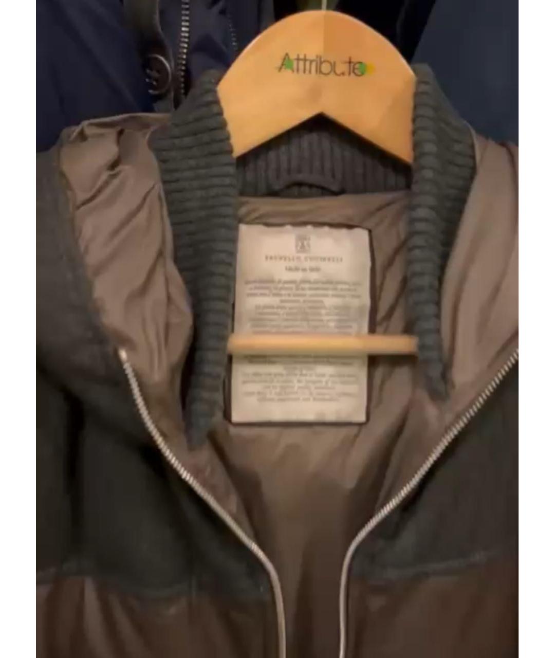 BRUNELLO CUCINELLI Коричневый кожаный пуховик, фото 4