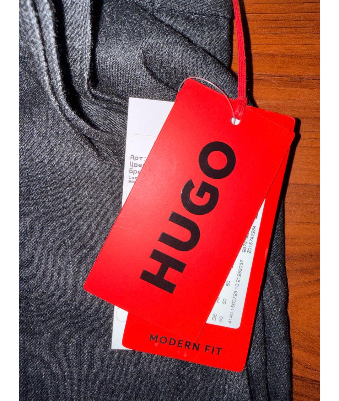 HUGO BOSS Антрацитовые шерстяные классические брюки, фото 6