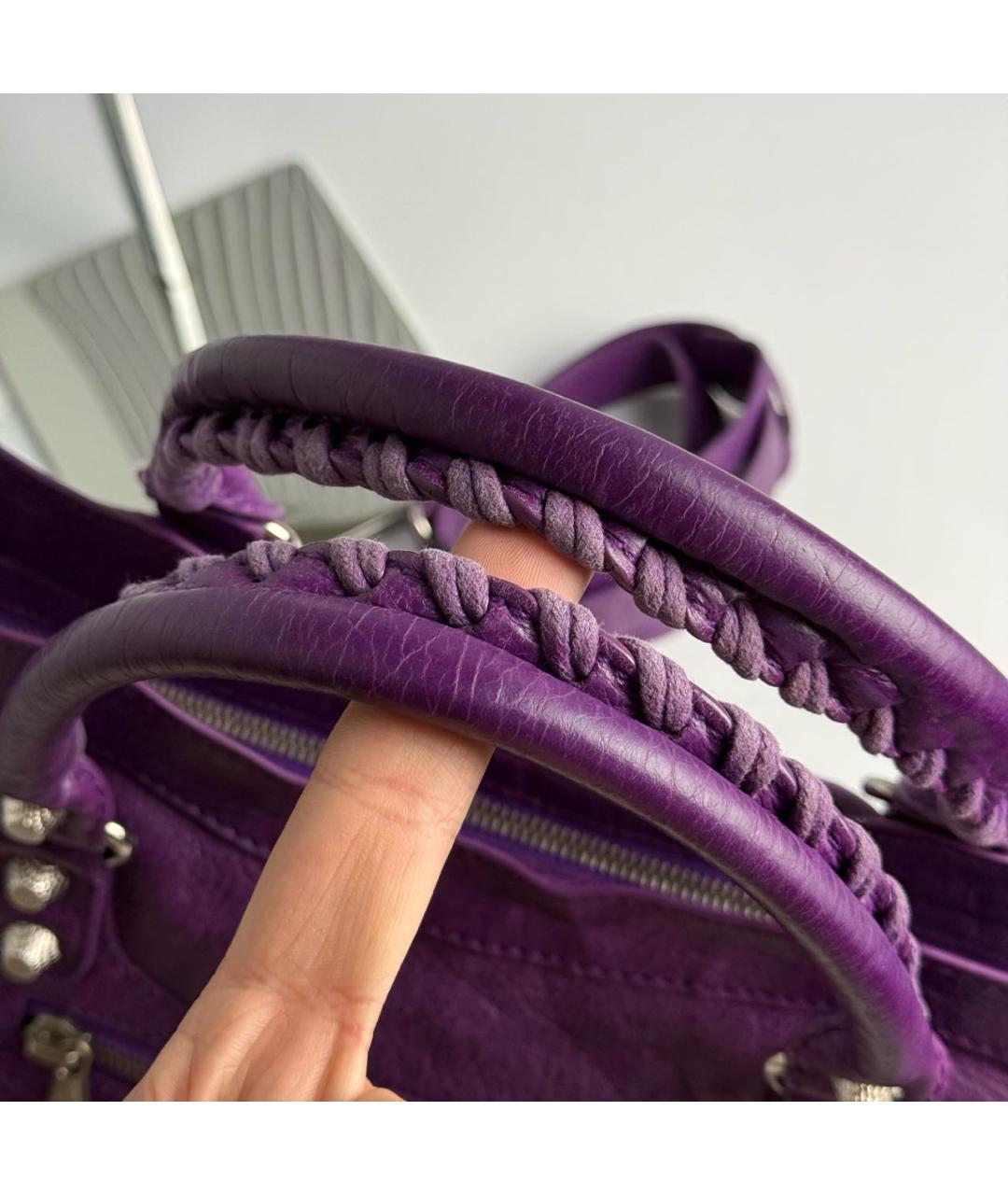 BALENCIAGA Фиолетовая кожаная сумка с короткими ручками, фото 4