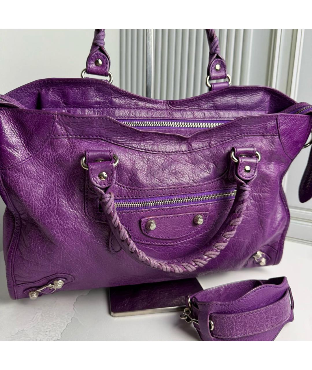 BALENCIAGA Фиолетовая кожаная сумка с короткими ручками, фото 2