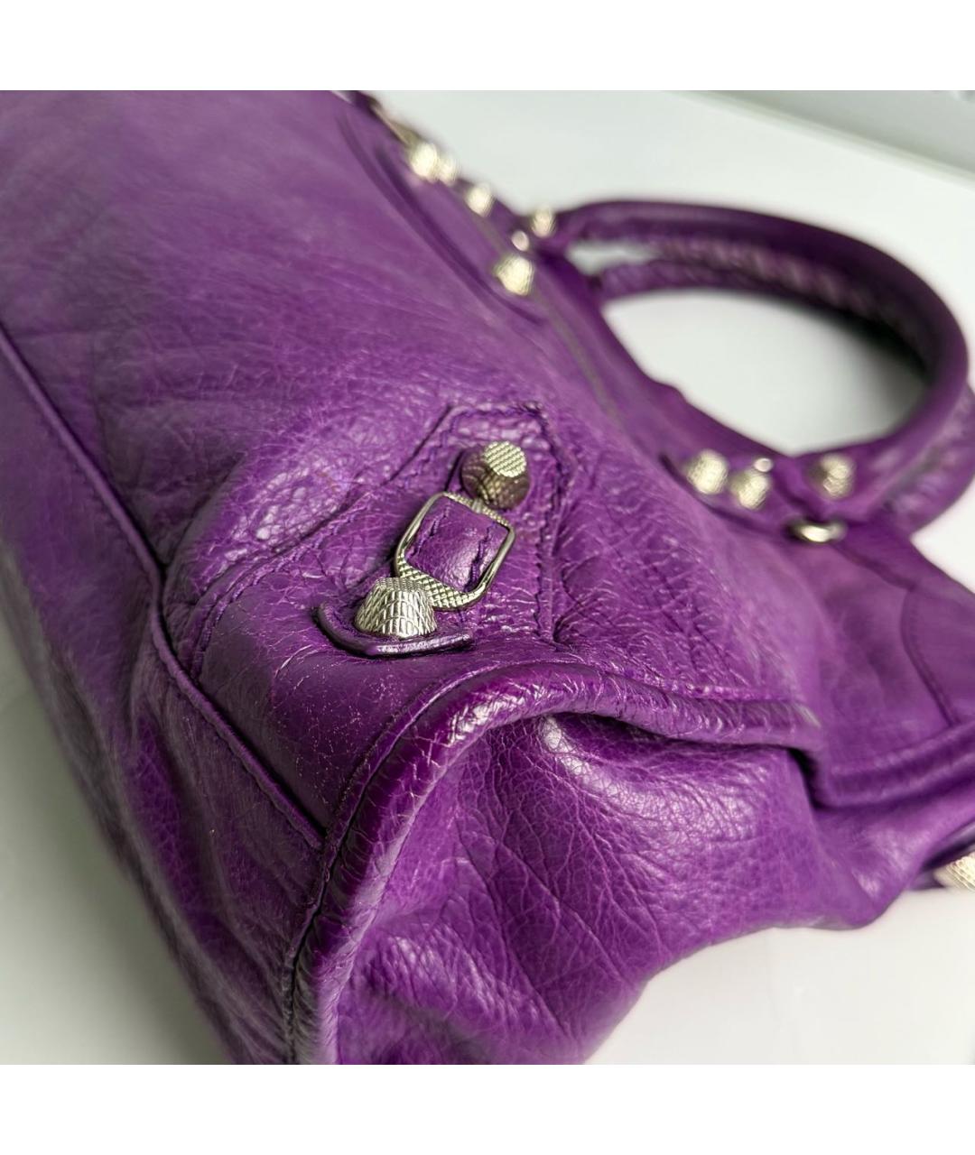 BALENCIAGA Фиолетовая кожаная сумка с короткими ручками, фото 5