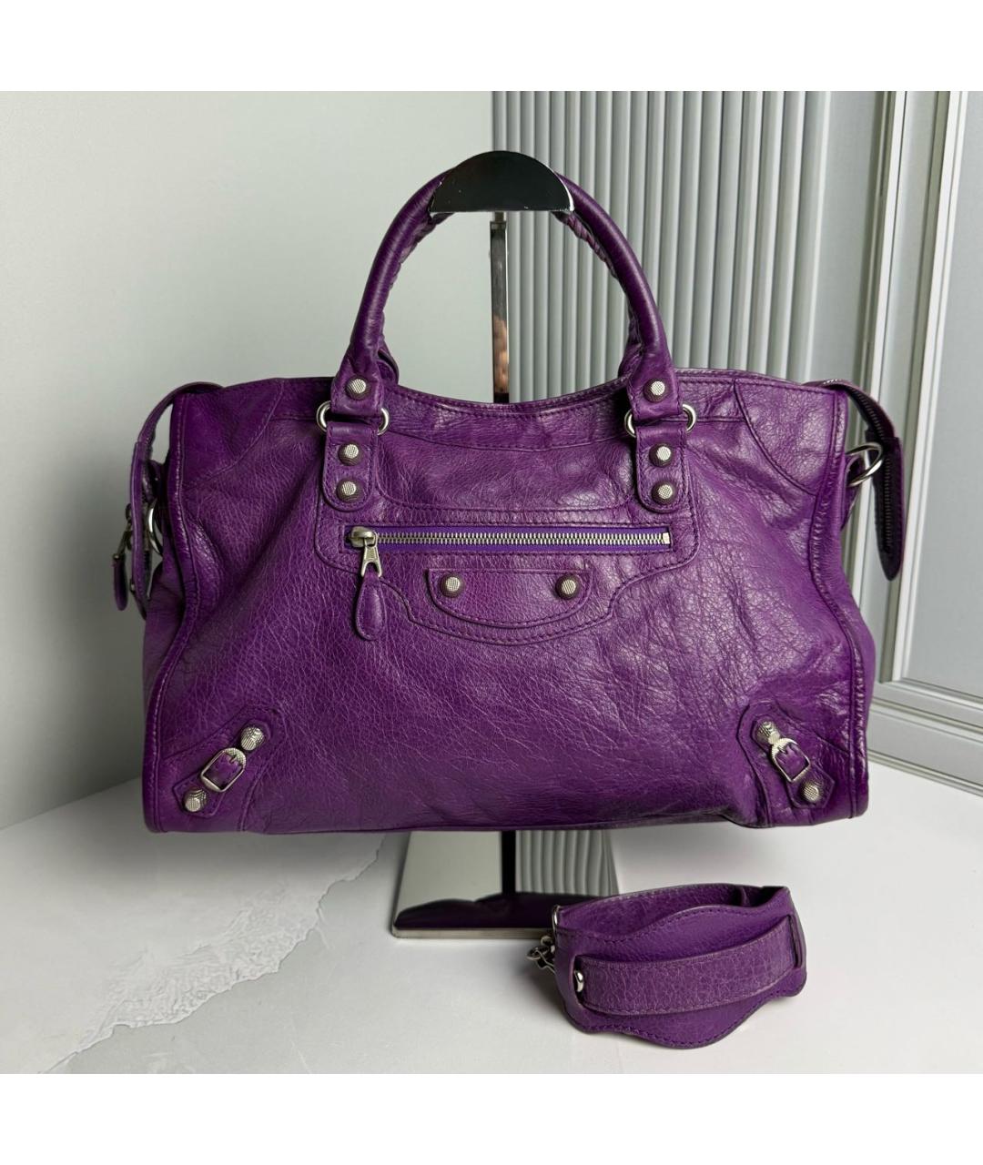 BALENCIAGA Фиолетовая кожаная сумка с короткими ручками, фото 9