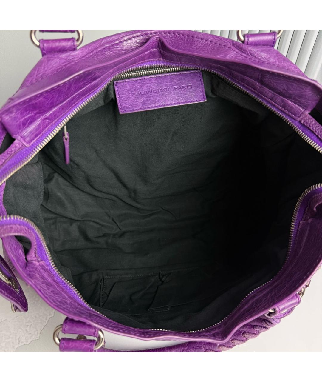 BALENCIAGA Фиолетовая кожаная сумка с короткими ручками, фото 7