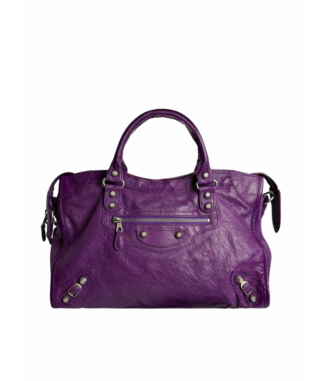 BALENCIAGA Фиолетовая кожаная сумка с короткими ручками, фото 1