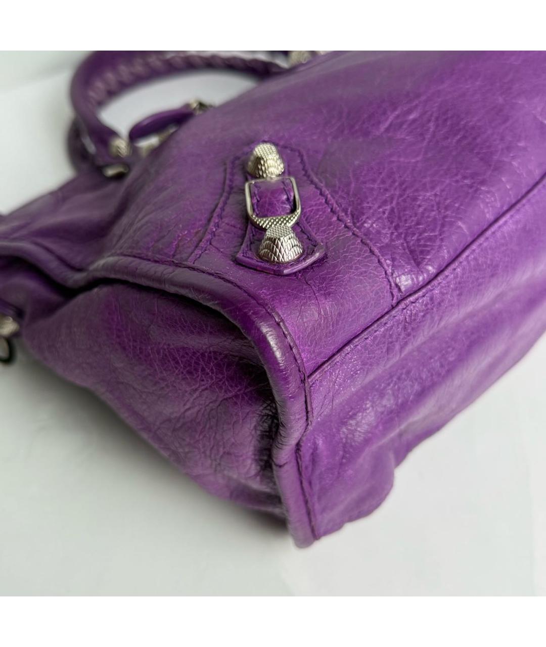 BALENCIAGA Фиолетовая кожаная сумка с короткими ручками, фото 6