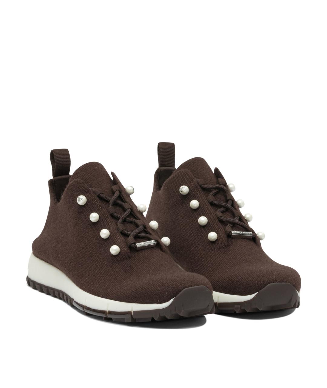JIMMY CHOO Коричневые текстильные кроссовки, фото 2