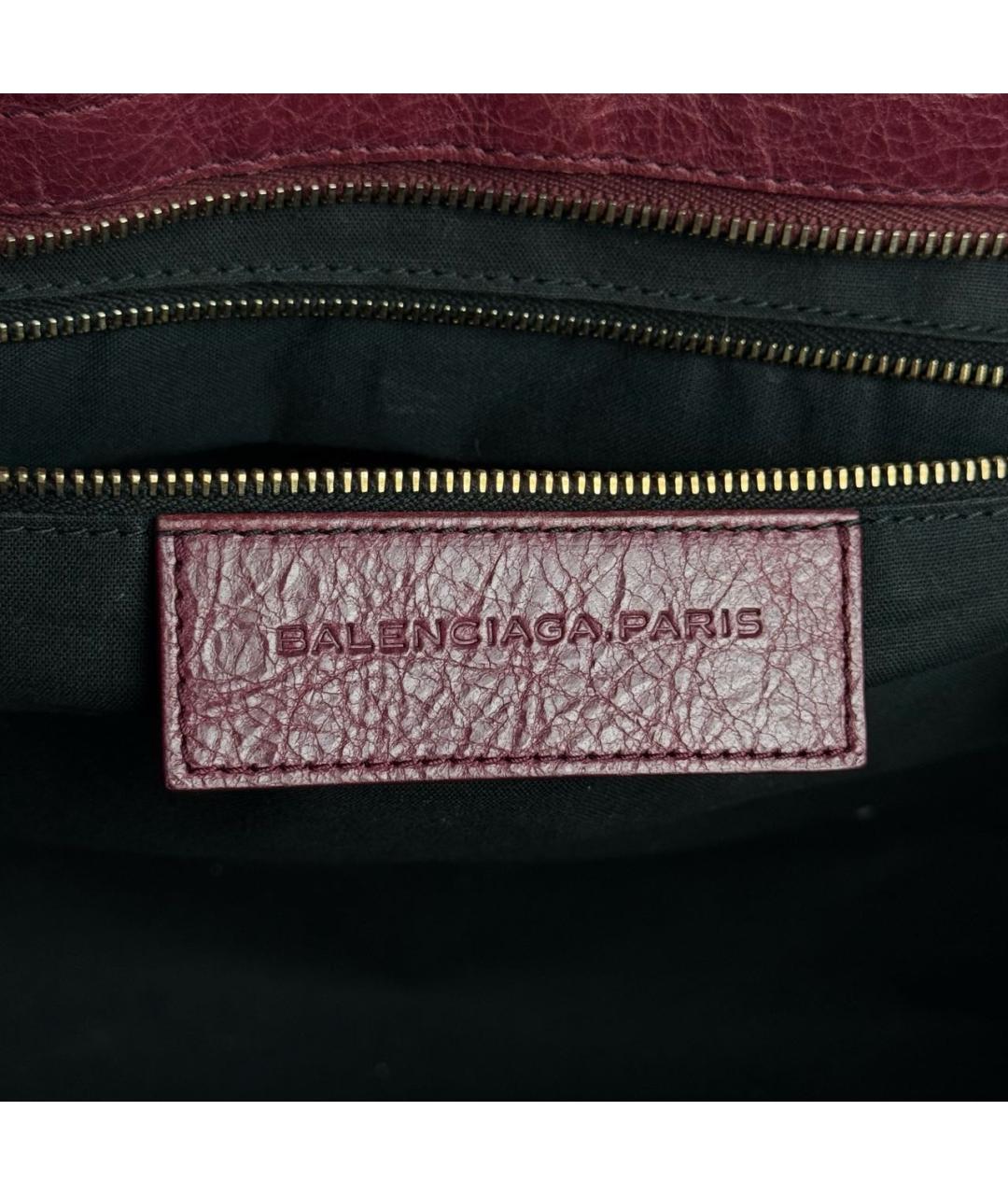 BALENCIAGA Бордовая кожаная сумка с короткими ручками, фото 5
