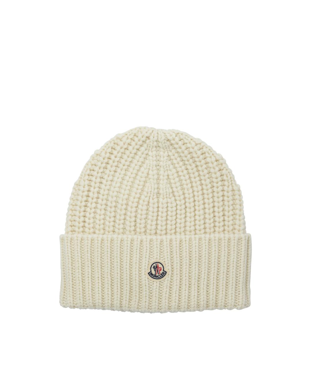 MONCLER Белая шерстяная шапка, фото 1