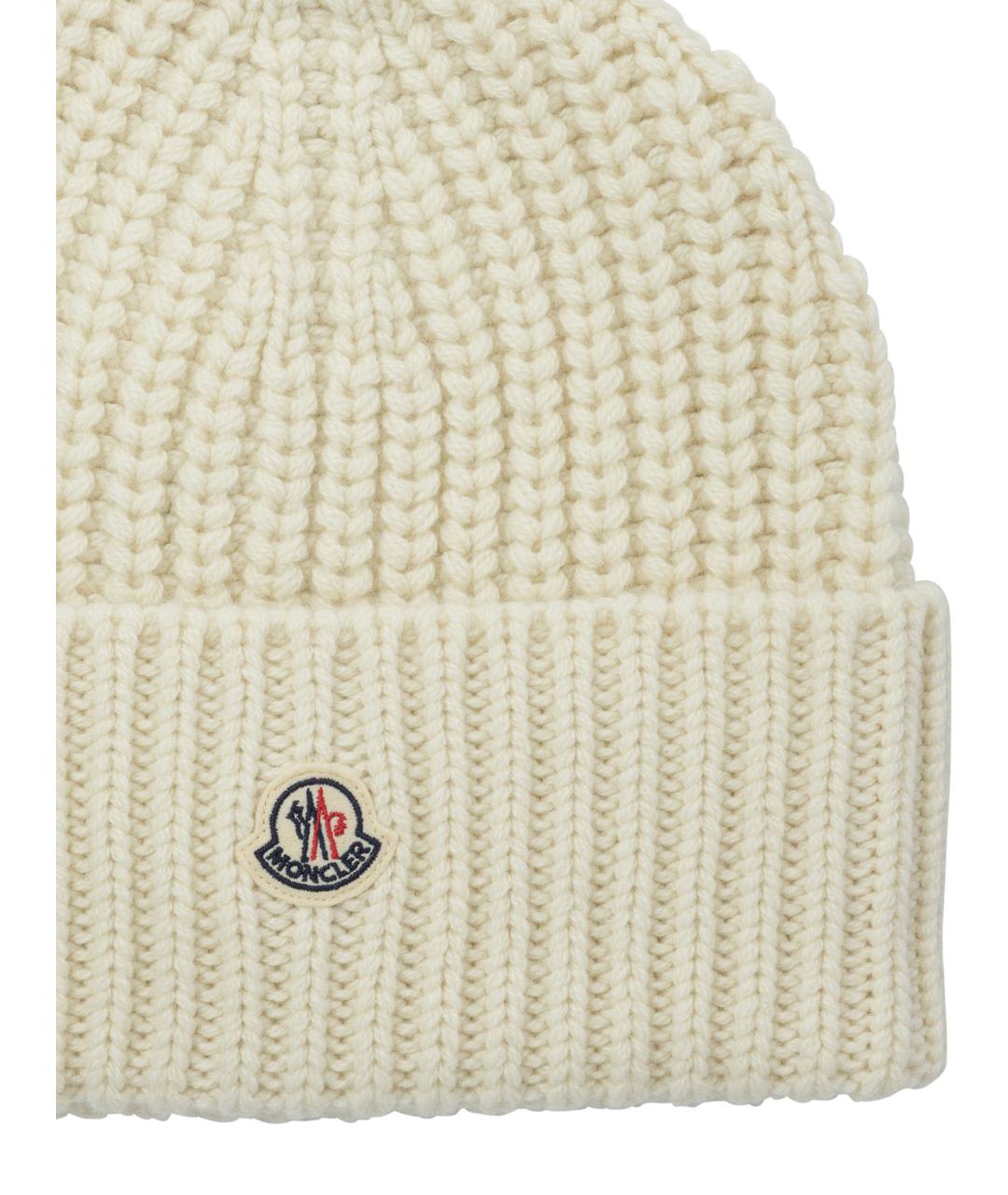 MONCLER Белая шерстяная шапка, фото 3