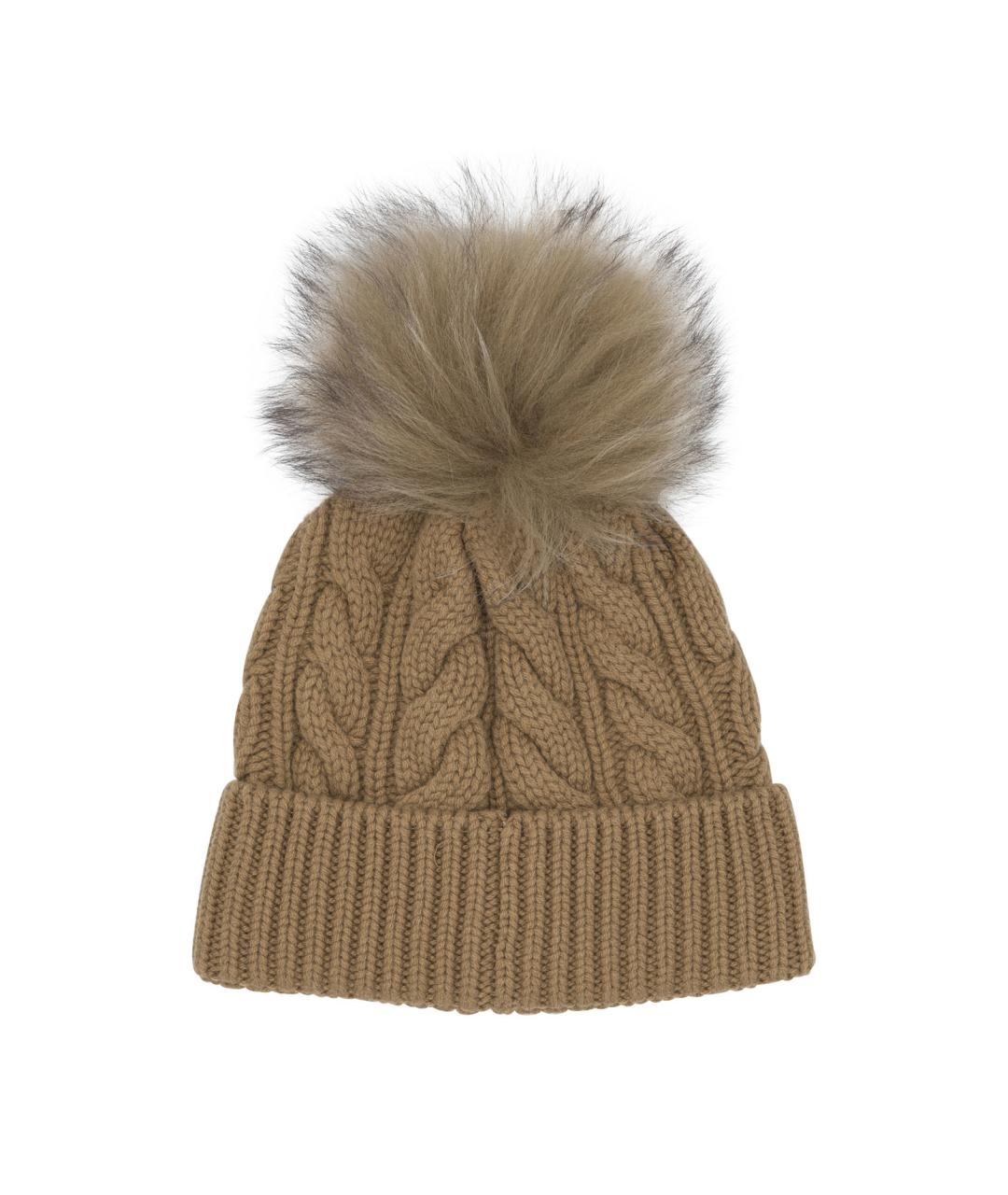 MONCLER GRENOBLE Бежевая шерстяная шапка, фото 2