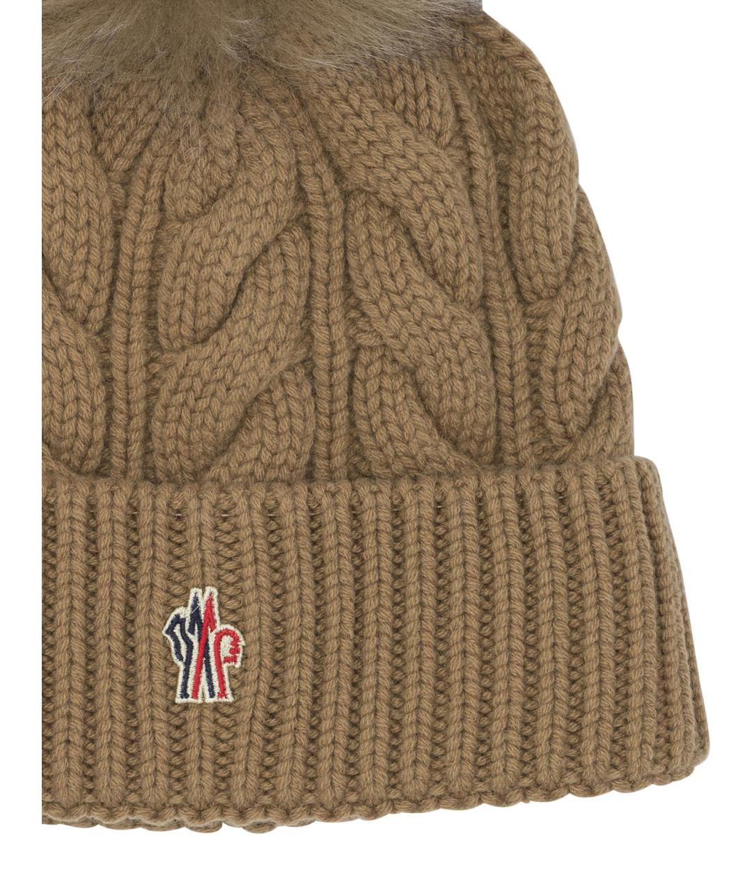 MONCLER GRENOBLE Бежевая шерстяная шапка, фото 3