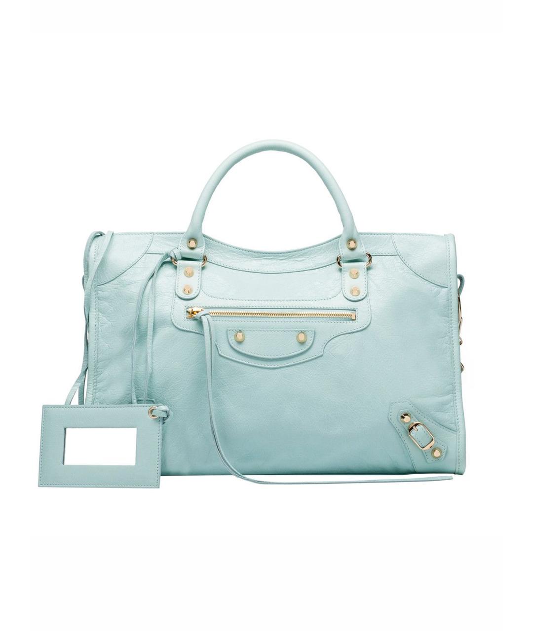 BALENCIAGA Голубая кожаная сумка с короткими ручками, фото 1