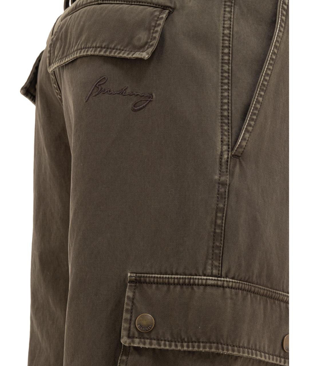 BURBERRY Коричневые хлопковые повседневные брюки, фото 3