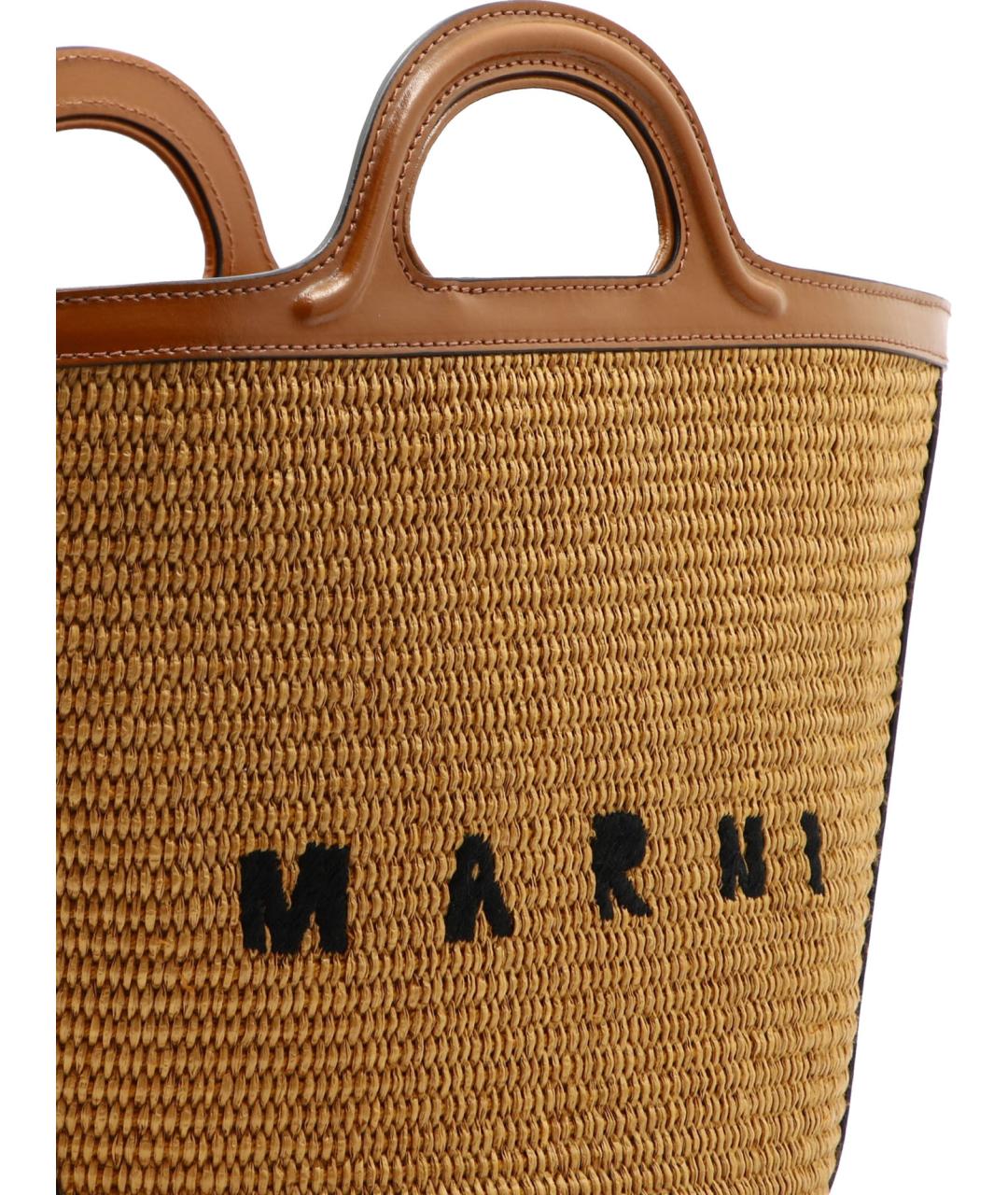 MARNI Коричневая пелетеная сумка с короткими ручками, фото 4