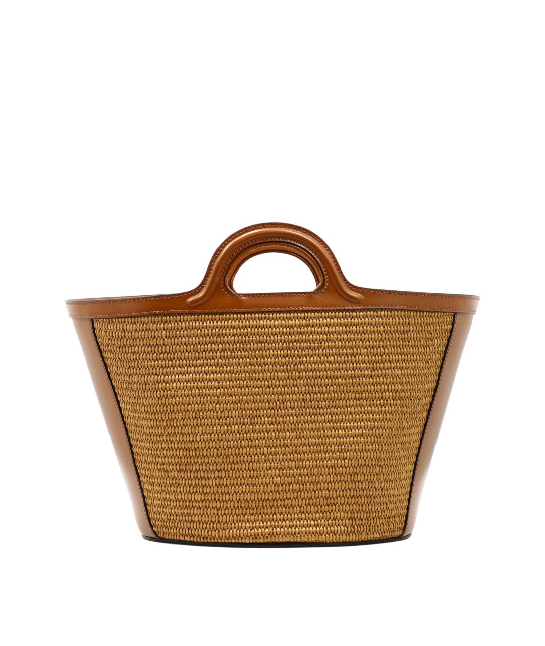 MARNI Коричневая пелетеная сумка с короткими ручками, фото 3