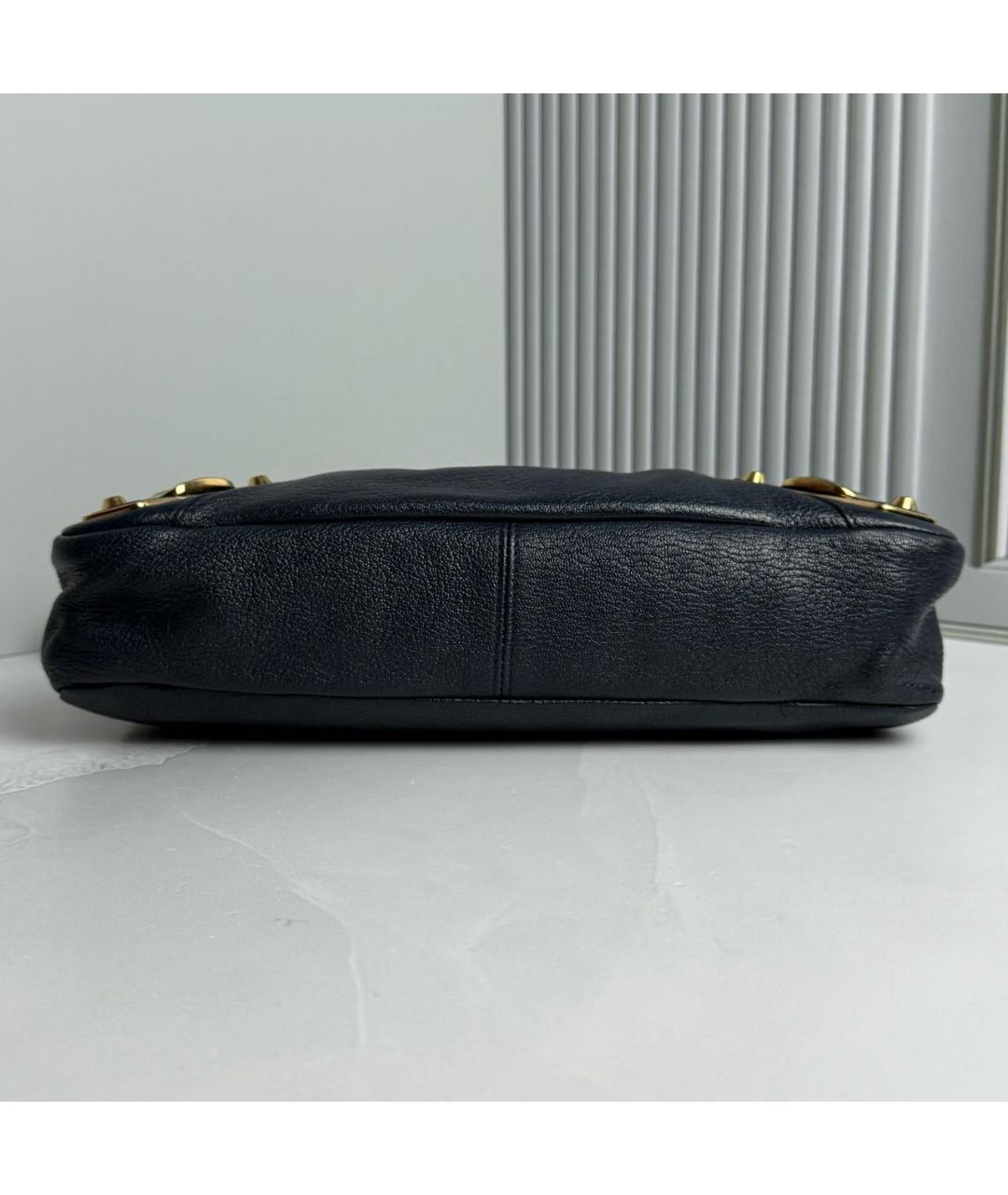 BALENCIAGA Темно-синяя кожаная сумка с короткими ручками, фото 3