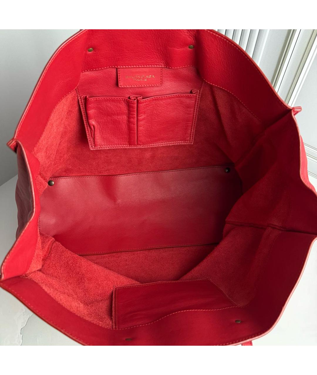 BALENCIAGA Красная кожаная сумка тоут, фото 6