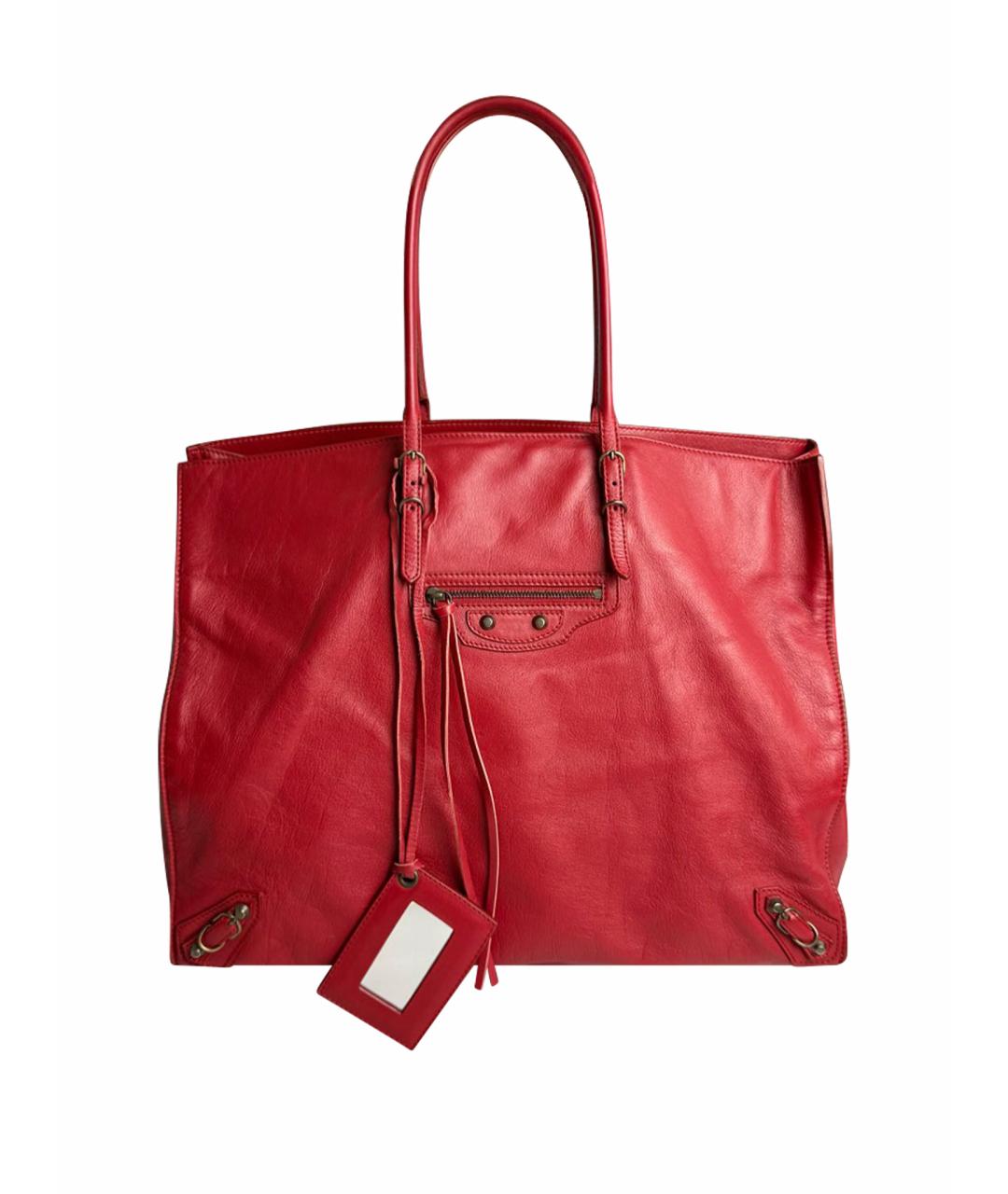 BALENCIAGA Красная кожаная сумка тоут, фото 1