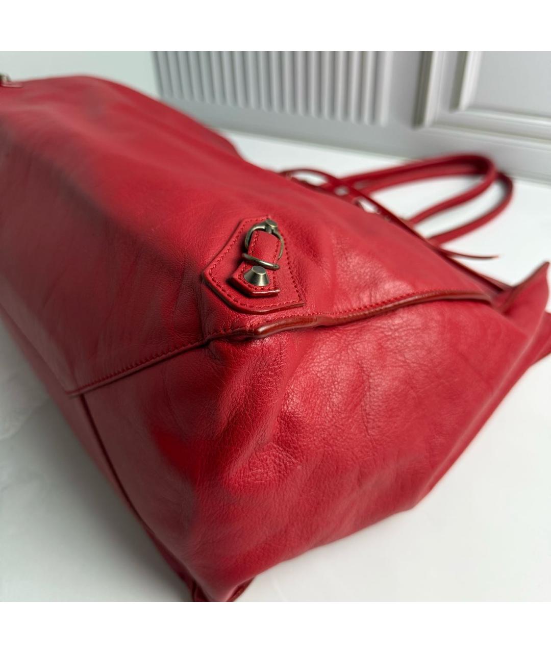 BALENCIAGA Красная кожаная сумка тоут, фото 5