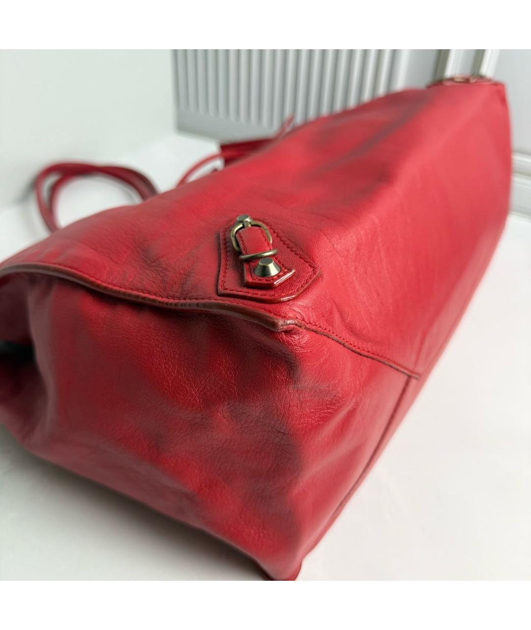 BALENCIAGA Красная кожаная сумка тоут, фото 4