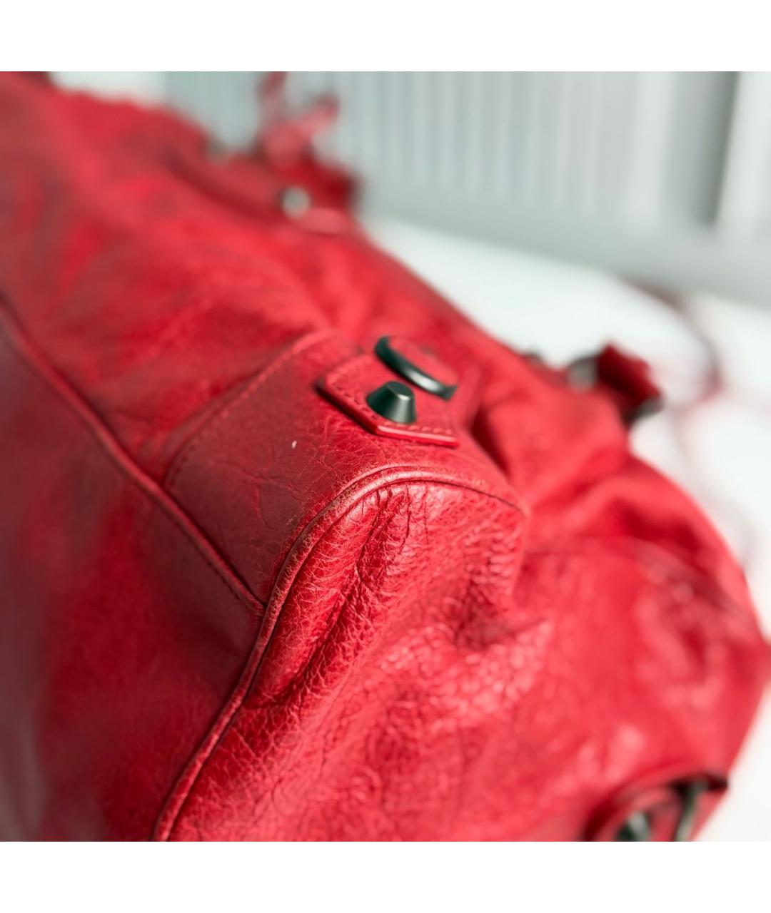 BALENCIAGA Красная кожаная сумка с короткими ручками, фото 6
