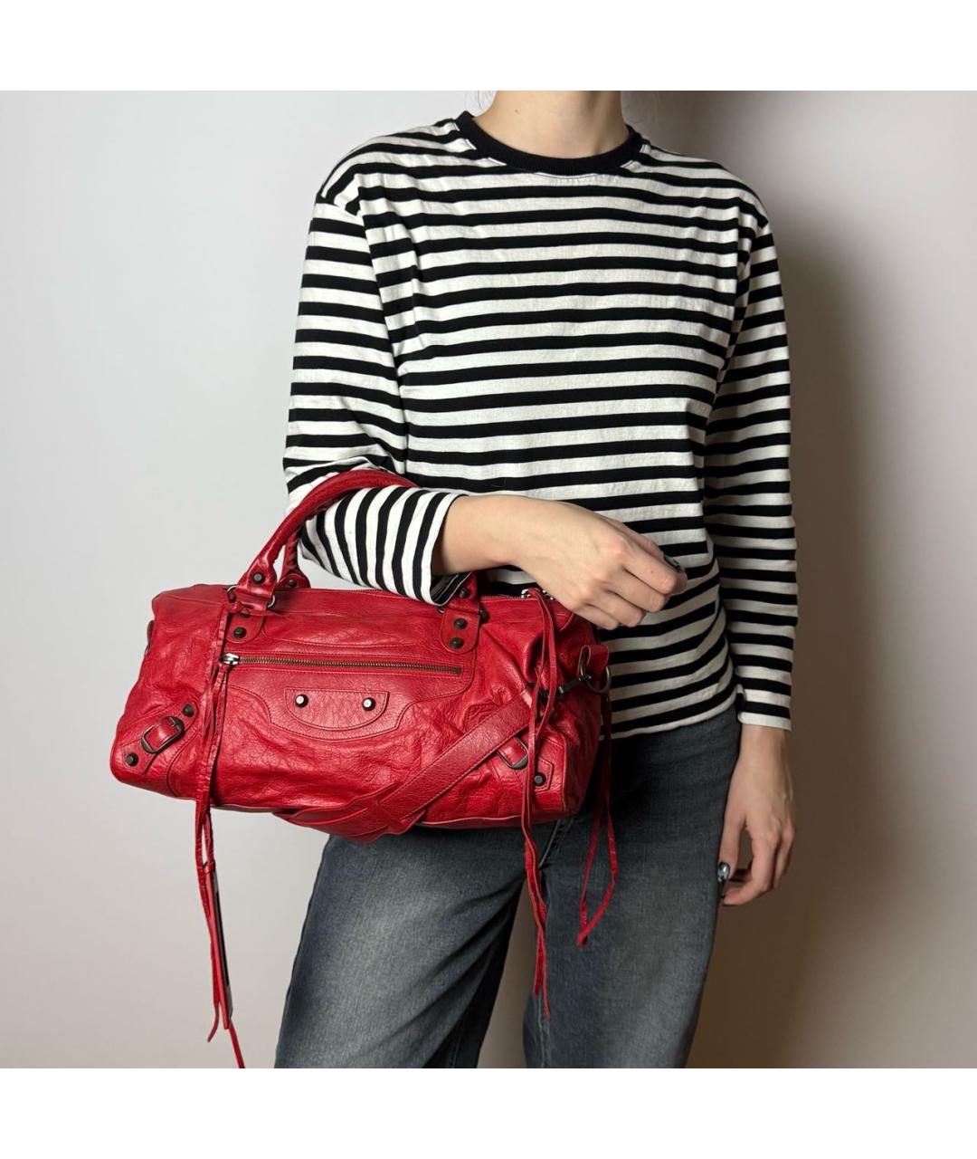 BALENCIAGA Красная кожаная сумка с короткими ручками, фото 8