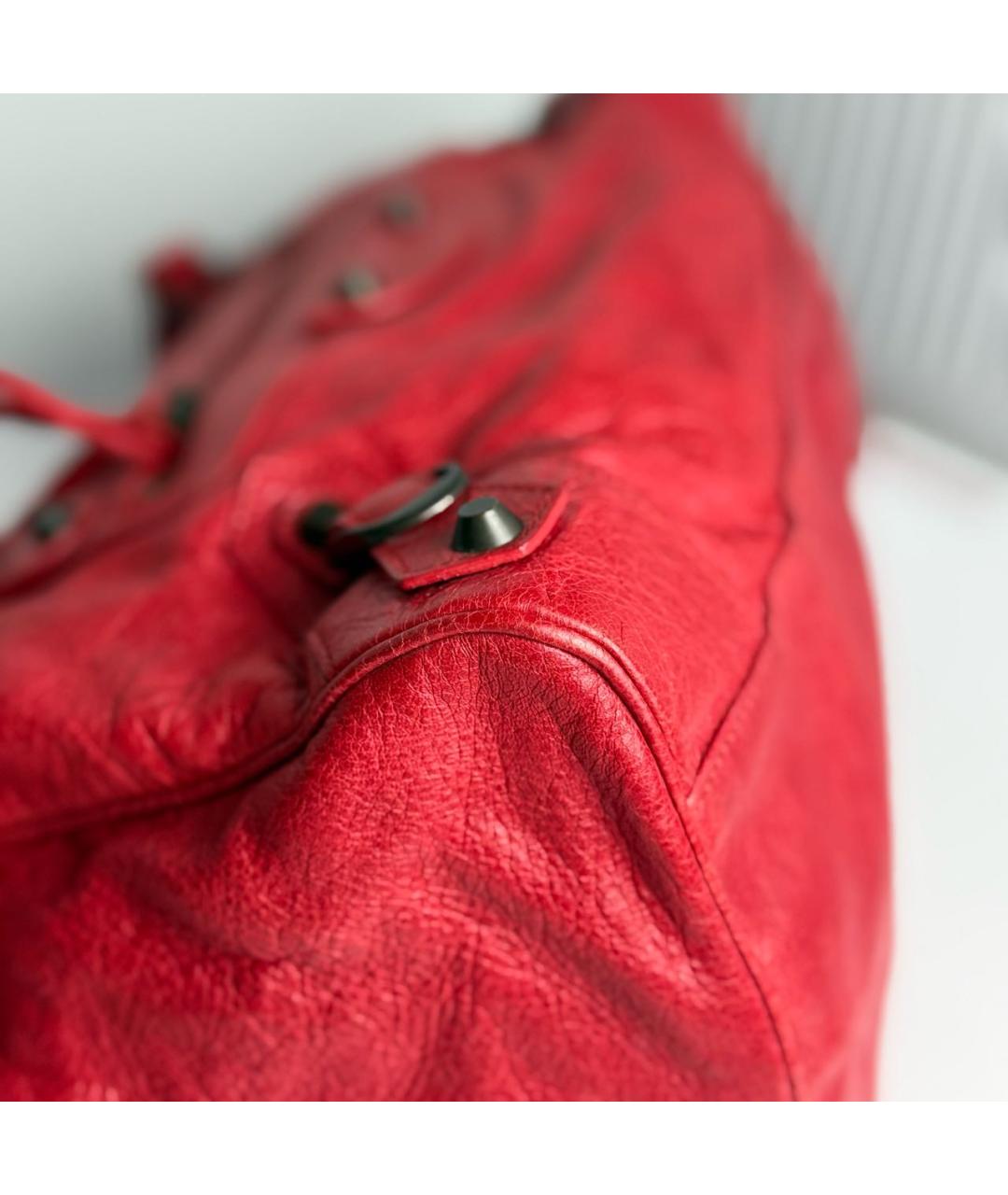 BALENCIAGA Красная кожаная сумка с короткими ручками, фото 5