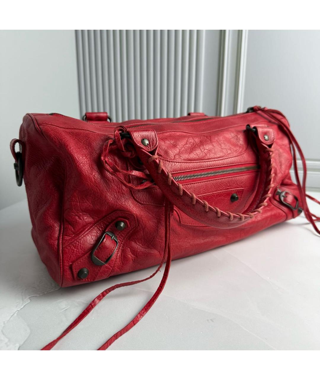 BALENCIAGA Красная кожаная сумка с короткими ручками, фото 2
