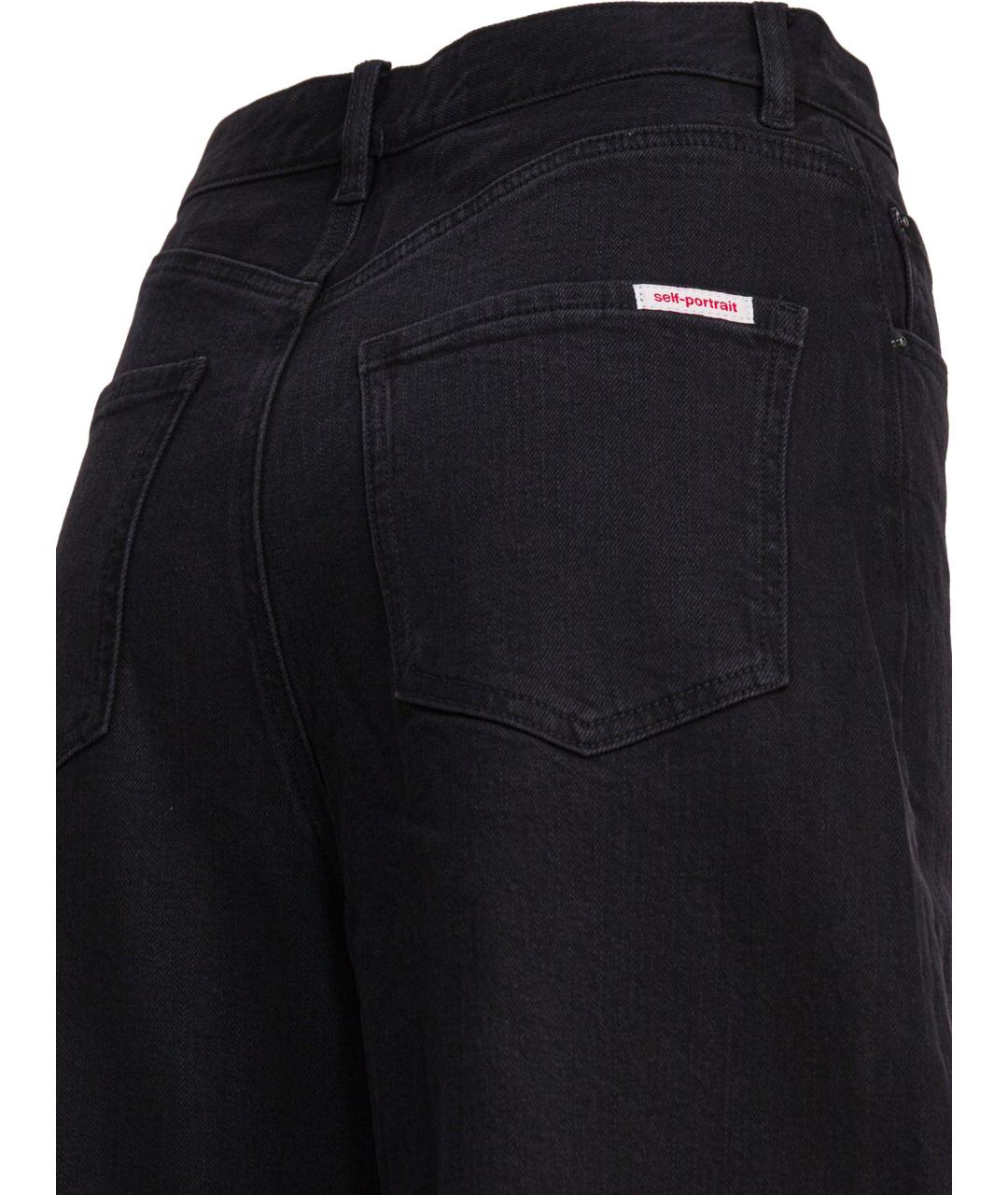 SELF-PORTRAIT Черные хлопковые прямые джинсы, фото 4