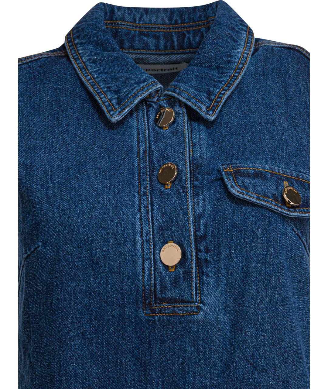 SELF-PORTRAIT Синее хлопковое повседневное платье, фото 3