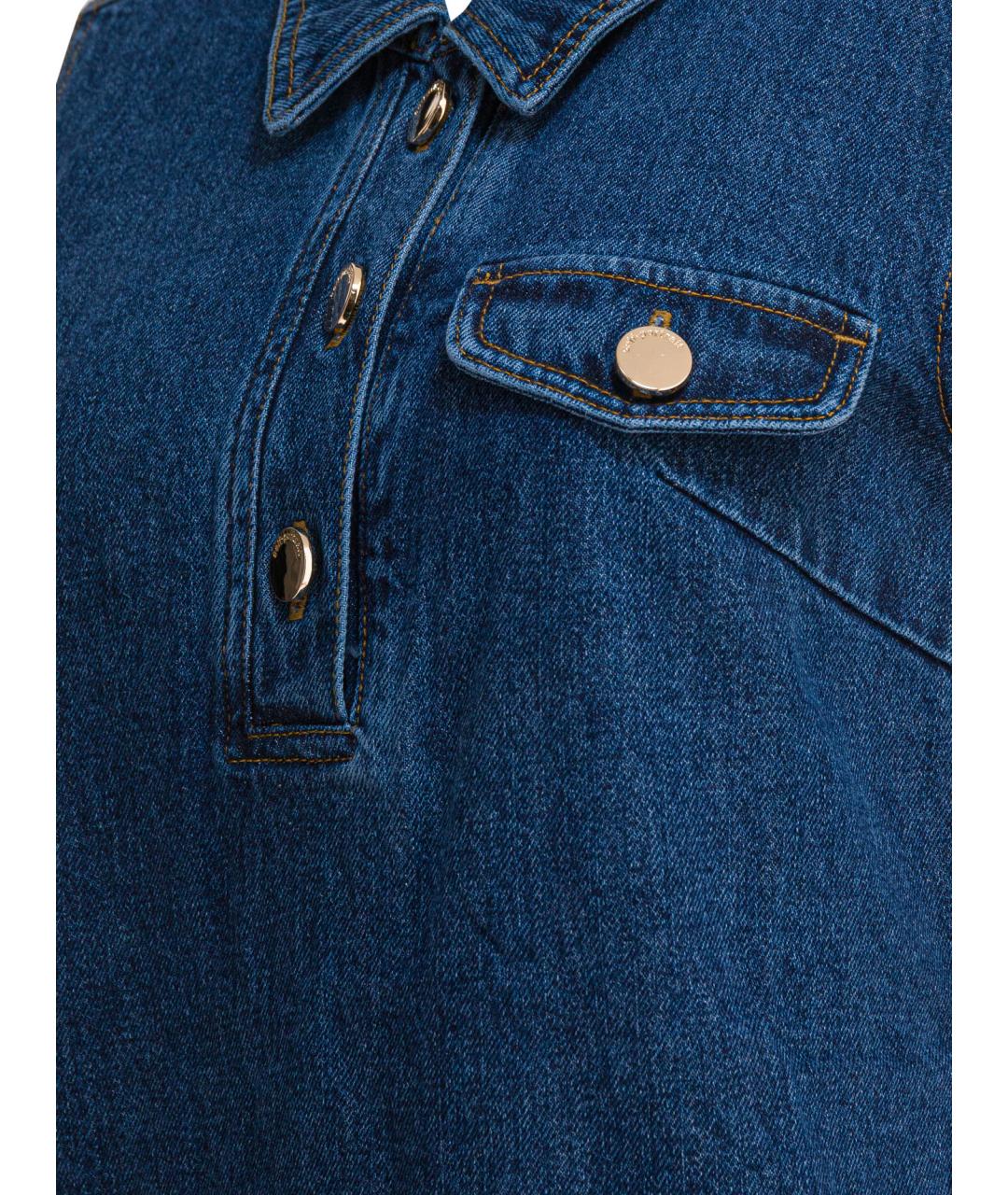 SELF-PORTRAIT Синее хлопковое повседневное платье, фото 4