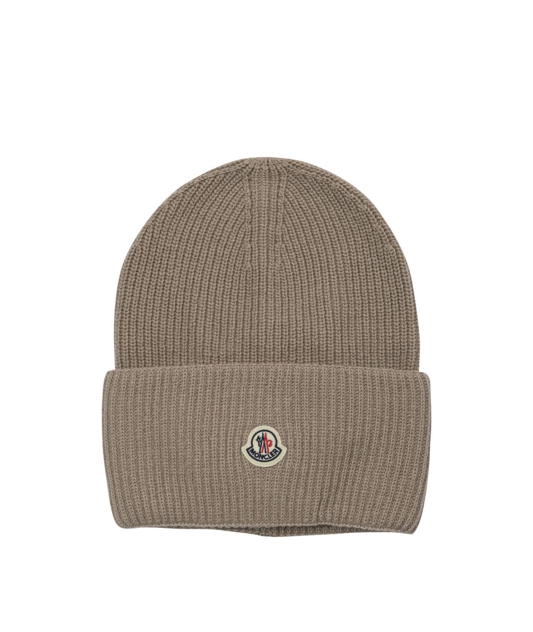 MONCLER Бежевая шерстяная шапка, фото 1