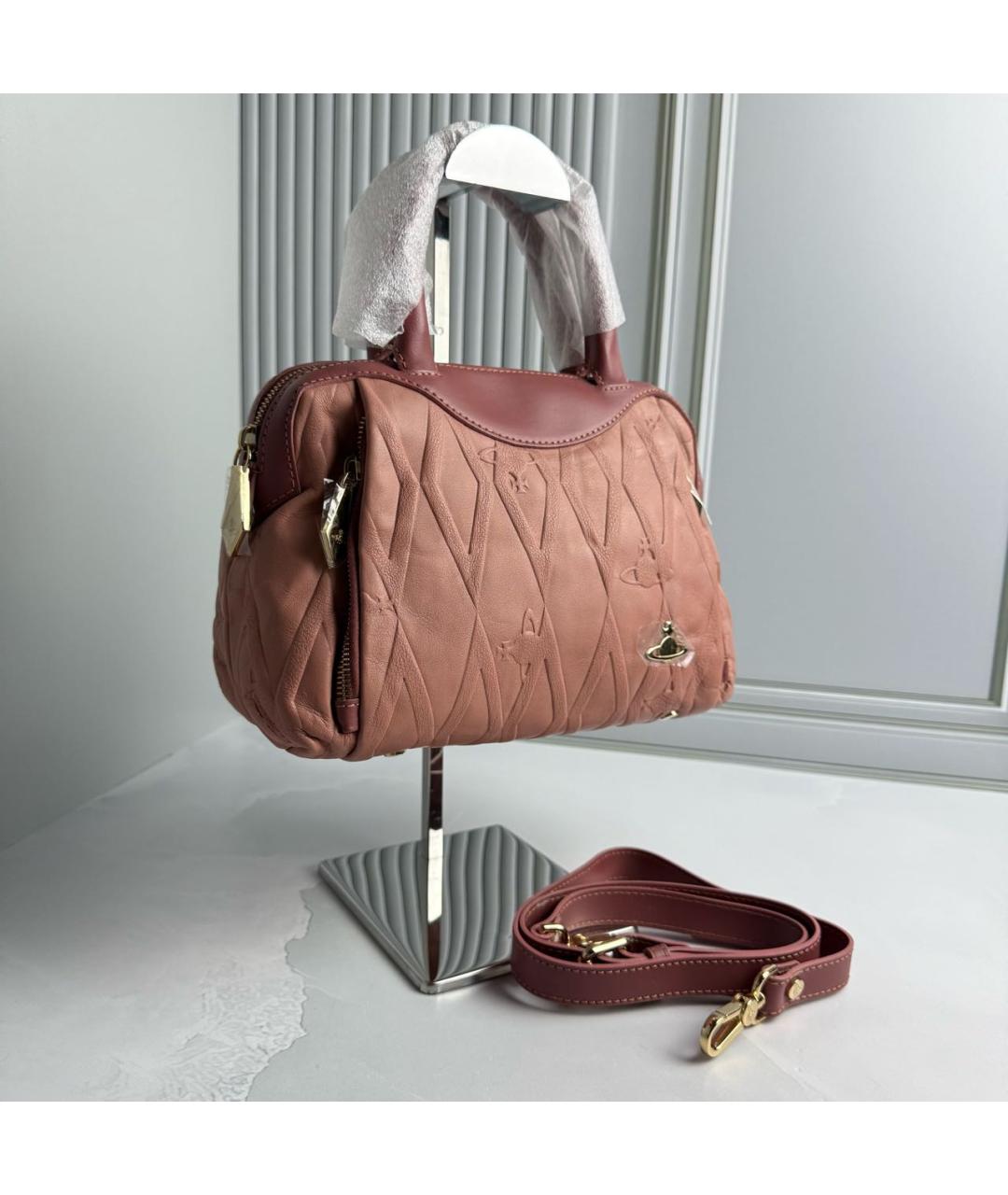 VIVIENNE WESTWOOD Розовая сумка с короткими ручками из искусственной кожи, фото 3