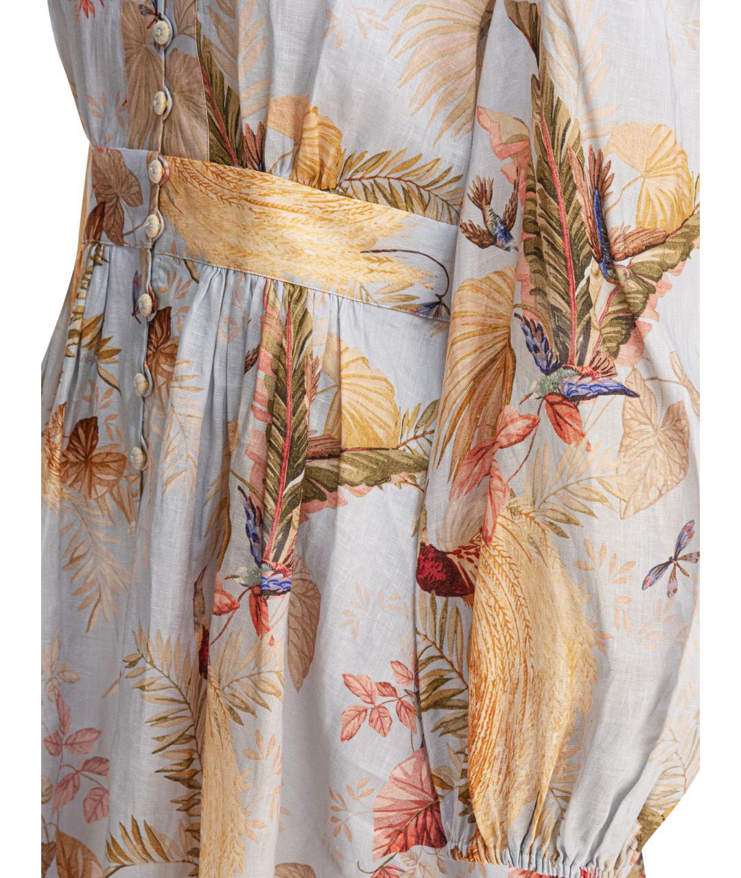 ZIMMERMANN Мульти льняное повседневное платье, фото 4