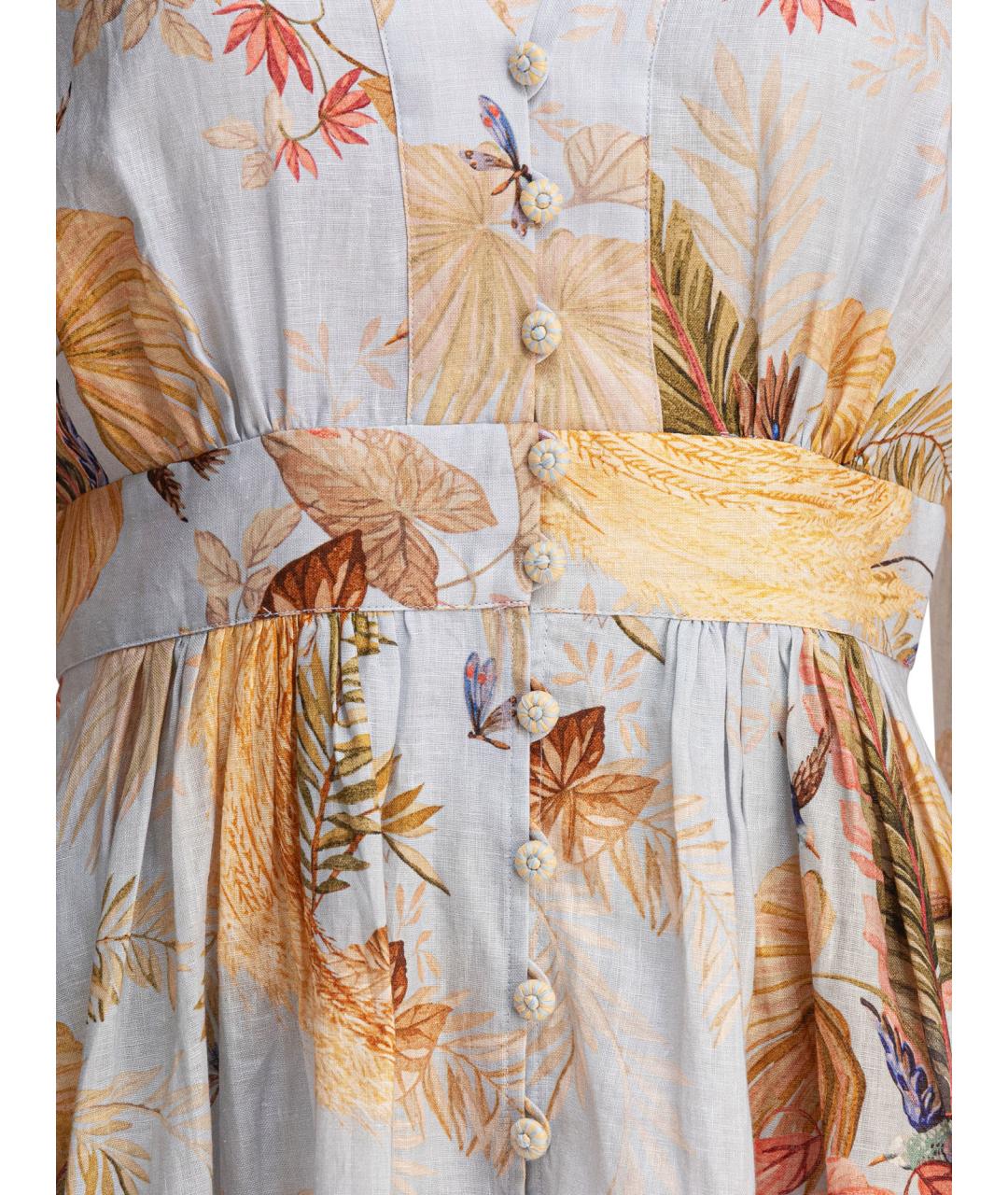 ZIMMERMANN Мульти льняное повседневное платье, фото 3